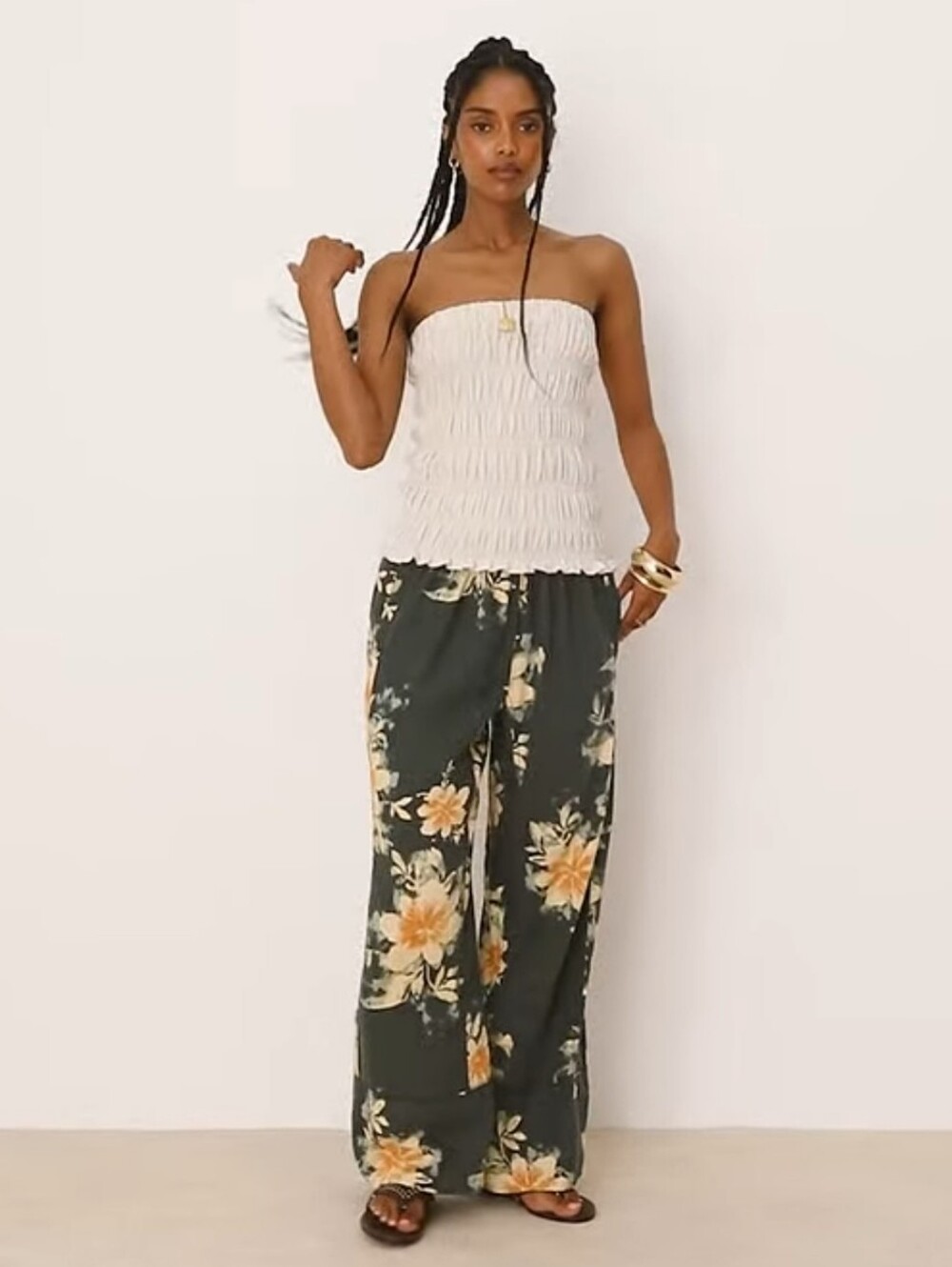 NWT Free People Days End Floral Wide Leg Linen Blend Pants – Size Small